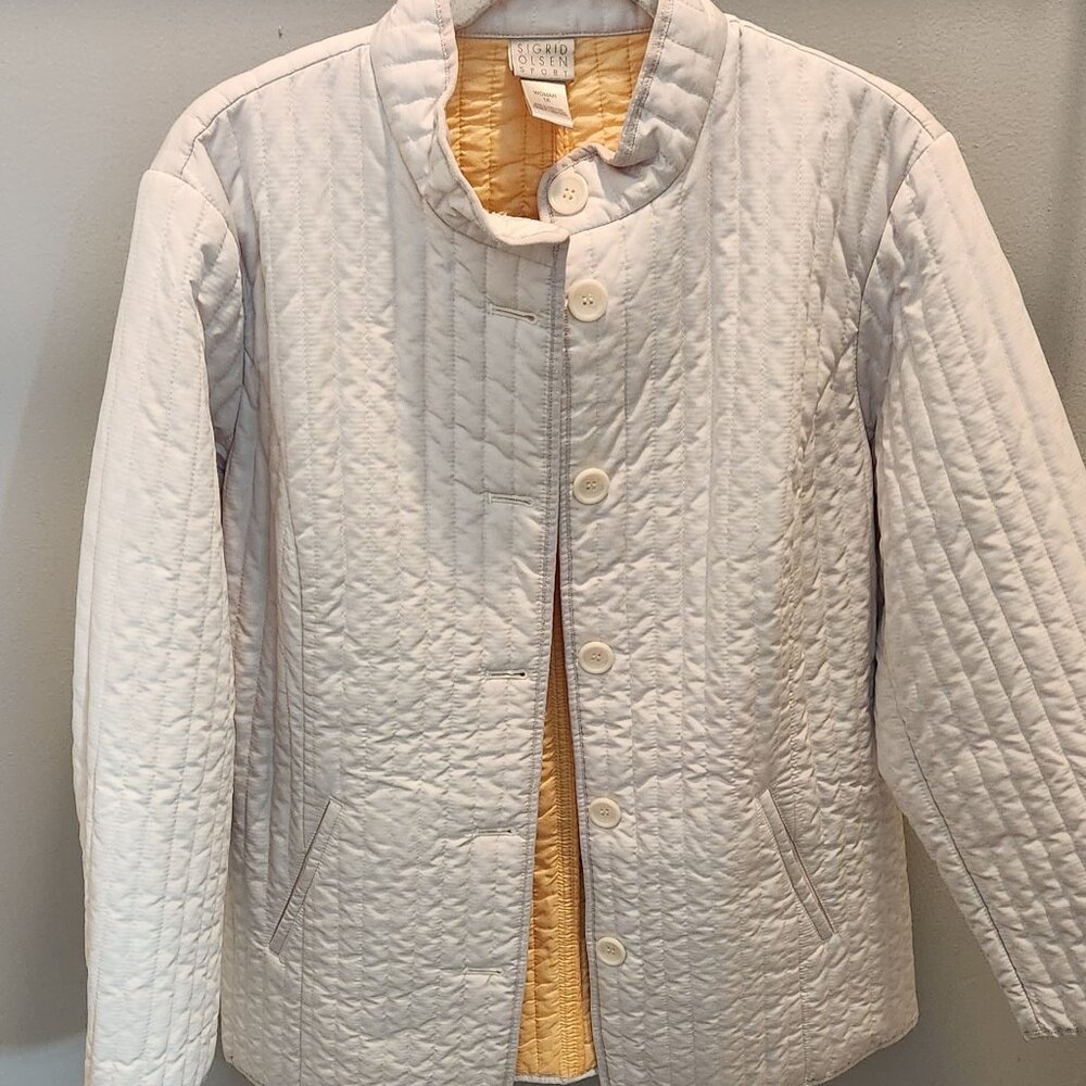 Womens Jacket by Sigred Olsen Off White Quilted - Size1X